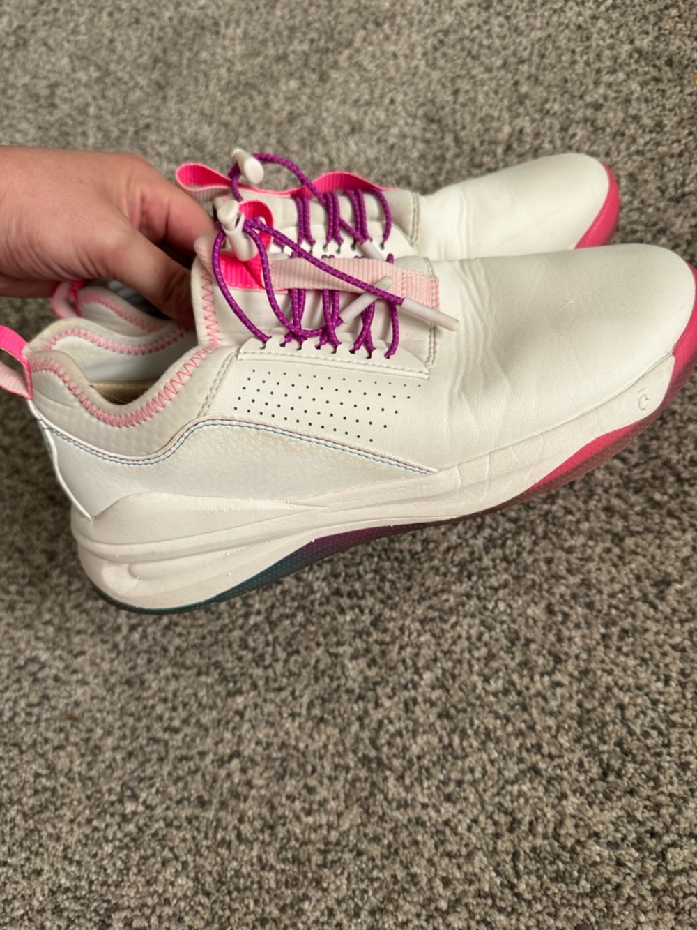 Clove Women's White Sneakers with Pink & Purple Accents